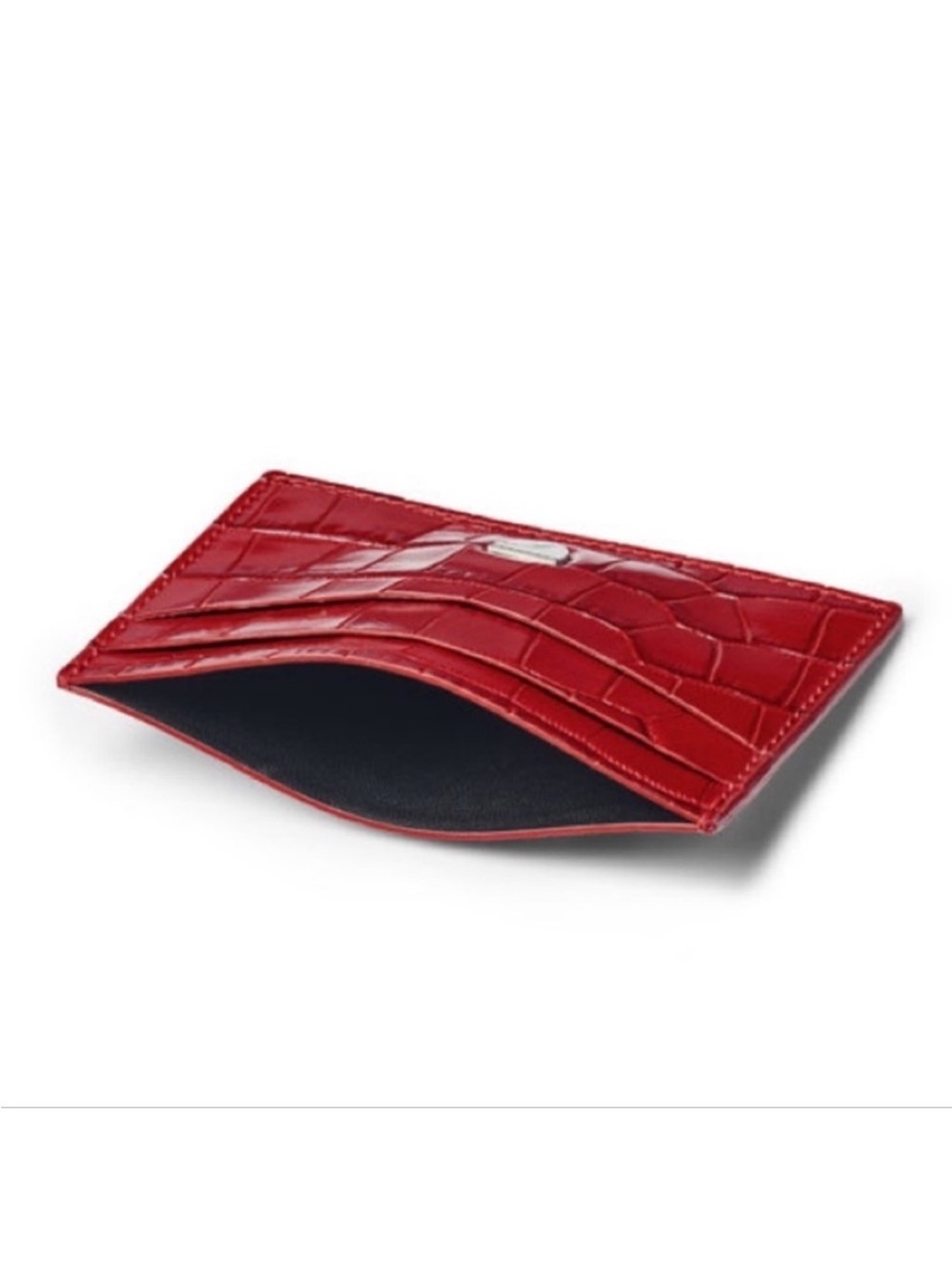 B-Low the Belt Red Croc-Embossed Leather Card Sleeve